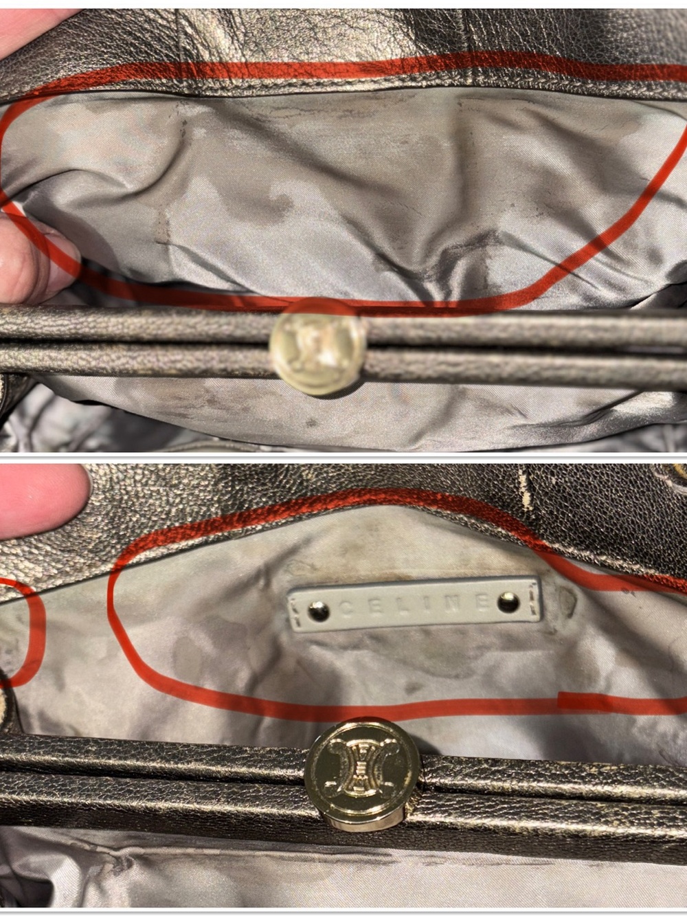 Metallic Leather vintage Celine shoulder bag - Picture 15 of 16